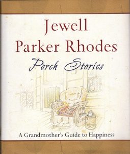 The book cover of Jewell Parker Rhodes' "Porch Stories" has a pencil sketch of a chair on a porch.